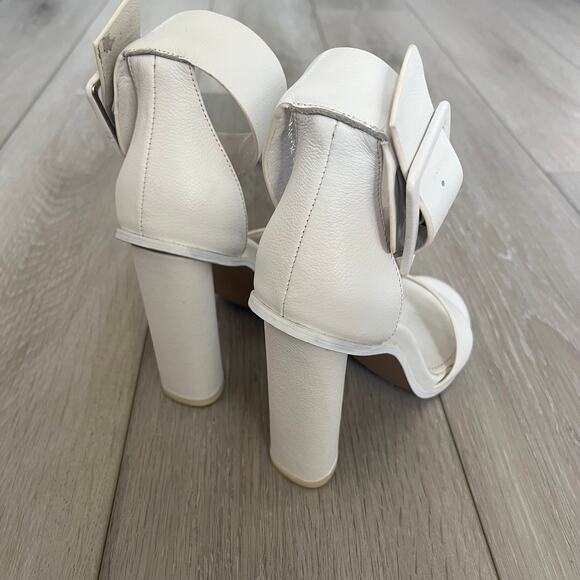 Alias Mae 'Ami' Women's 37 / US 6 Ankle Wrap Buckle High Heel White Leather - Picture 6 of 9